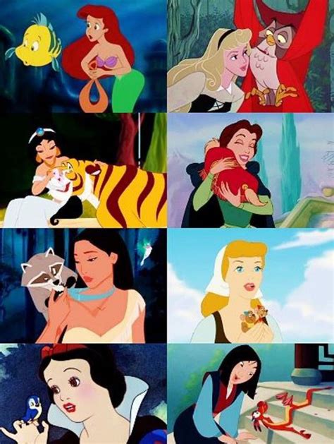 Disney princesses and their animal friends | Immagini disney, Disney ...