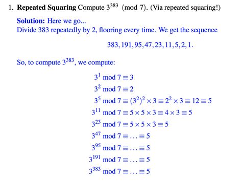 discrete mathematics - Repeated squaring techniques - Mathematics Stack Exchange