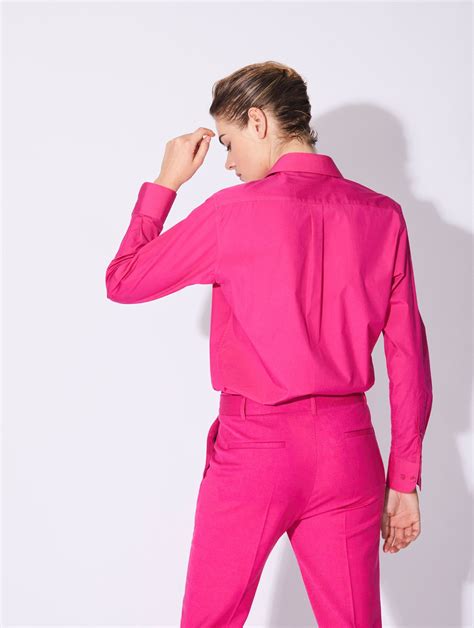 Women Ready-to-Wear | Fuchsia pink cotton poplin shirt | Barbara Bui Official Online Store