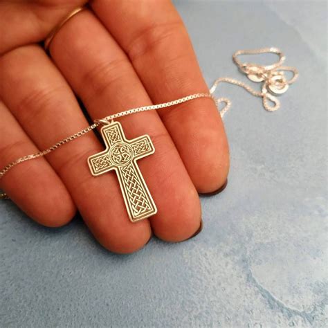 "925 Sterling Silver Celtic Cross ️ Irish Cross Necklace" | Mens cross necklace, Silver cross ...