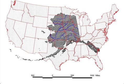 Alaska, superimposed over the United States : ImagesOfUSA