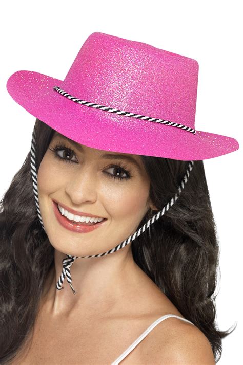 Glitter Cowboy Hat Neon Pink