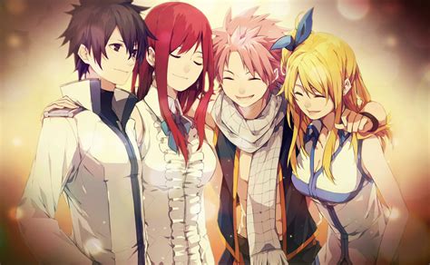 Fond d'écran : Anime, Filles anime, souriant, Queue de fée, Scarlet Erza, Dragneel Natsu ...