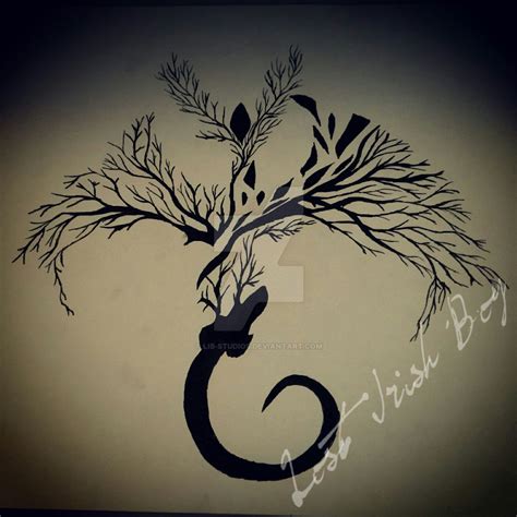 Dragon Tree Tattoo Drawing by LIB-Studios on DeviantArt