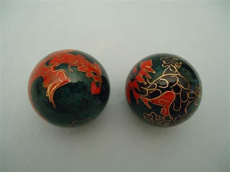 Cloisonne Ben-wa Meditation Stress Relief Health Chime Balls With Dragon Motif Cloisonne Fitness ...