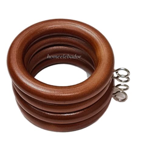 Wooden Curtain Rings with Eyes Hooks 45mm For Hanging Heavy Curtains Smooth Ring | eBay