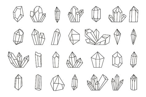 Premium Vector | Set of hand drawn crystals.