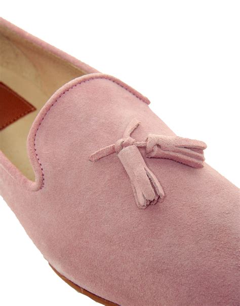 Asos Tassel Loafers in Suede in Pink for Men | Lyst