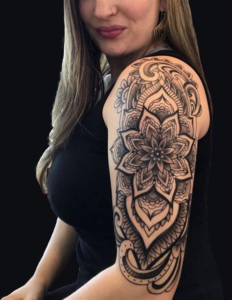 Mandala flower arm half sleeve tattoo by Karina Figueroa in Austin, Texas… | Tattoos for women ...