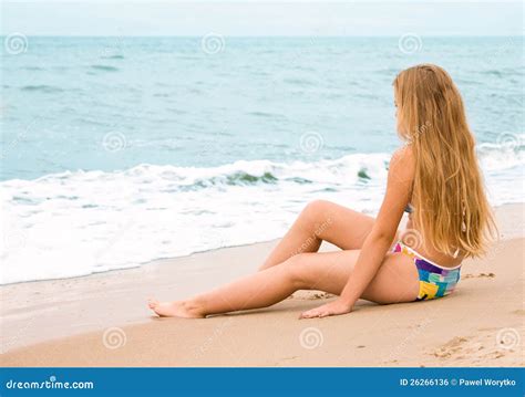 Girl with Long Hair on the Beach Stock Photo - Image of fresh, enjoyment: 26266136