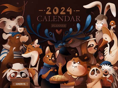 2024 Calendar Animals Woodland, A4 Illustrated Wall Calendar, Woodland 12 Month Planner, 2024 ...