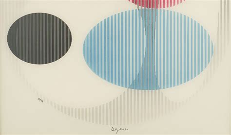 Lot 871: Yaacov Agam Kinetic Art Agamograph, Triple Galaxy | Case Auctions