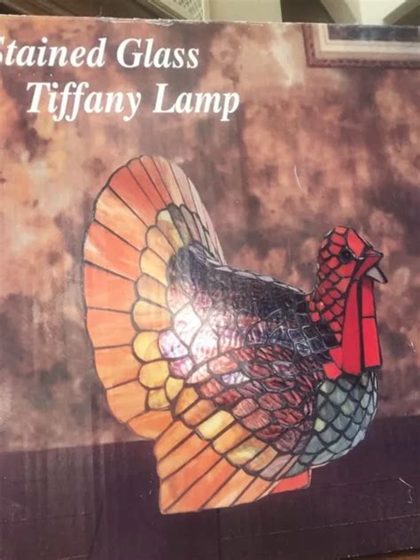 NIB CRACKER BARREL Turkey Thanksgiving Stained Glass Tiffany Lamp Light Vintage $249.99 - PicClick