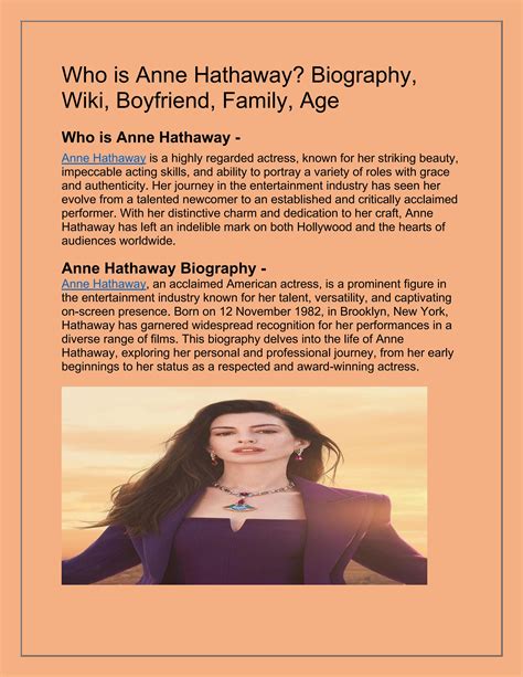 Who is Anne Hathaway? Biography, Wiki, Boyfriend, Family, Age by wikibio - Issuu