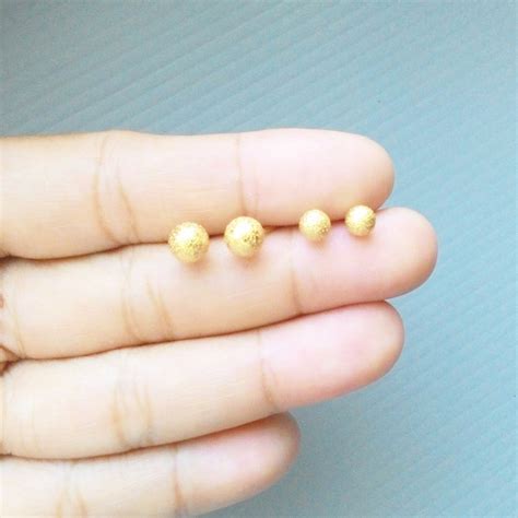 6 Mm or 5 Mm Elegant Gold Ball Earrings, Gold Stud Earrings, 14K Gold Filled Sandblast Texture ...