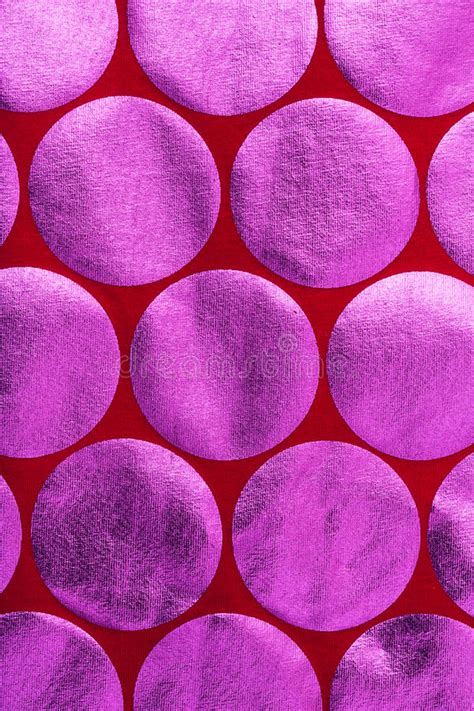 Close Up Red Fabric with Group of Pink Foil Circles Stock Image - Image of celebration, glossy ...