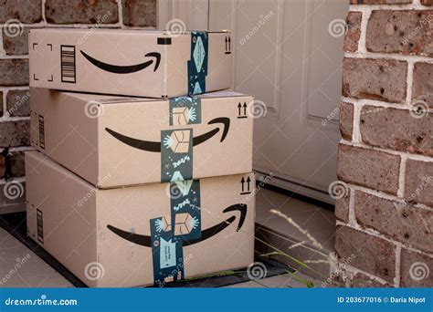 Sydney, Australia - 2020-11-29 Amazon Prime Boxes Delivered To A Front Door Of Residential ...