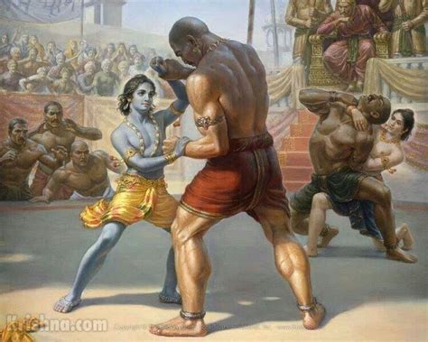 Lord Krishna and Balram fighting Kans. | Hindu art, Indian art gallery ...