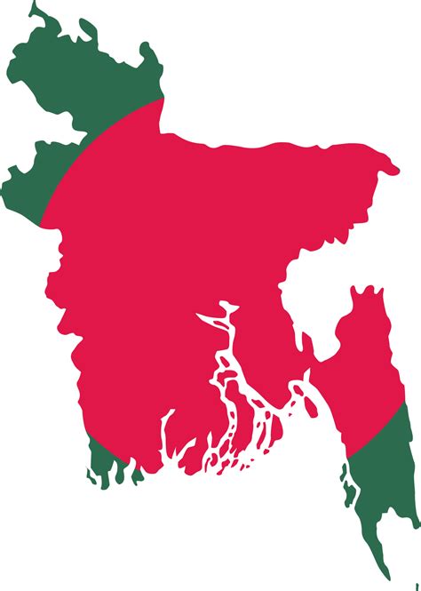 Bangladesh map city color of country flag. 12177335 PNG