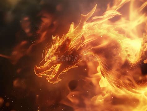 Fire Dragon on Black Background Stock Image - Image of chinese, symbol ...