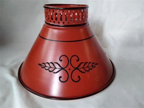 VINTAGE TOLE METAL Toleware Lamp Shade red & black clip on wall table shade $27.00 - PicClick