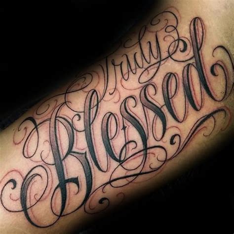 60 Blessed Tattoos For Men - Biblical Lettering Design Ideas