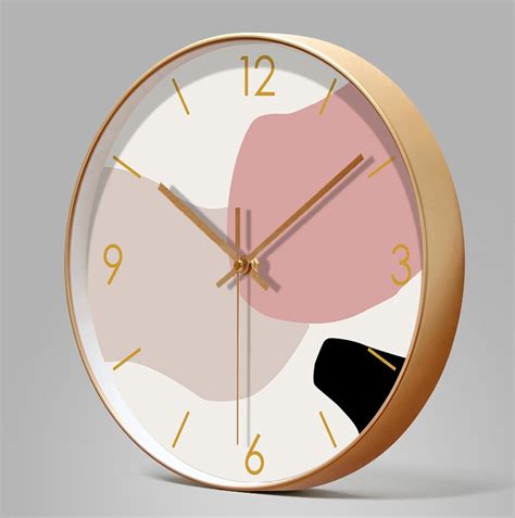 Pink and Neutral Print Clock with Gold Frame | The Other Aesthetic