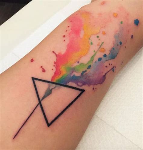 Watercolor tattoo - Geometric Abstract Rainbow Watercolor Tattoo - MyBodiArt.com ...