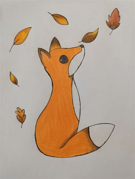 Easy Fall Fox Drawing