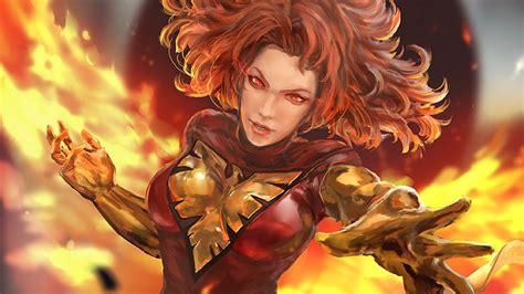 Download 1920x1080 X-men, Jean Grey, Dark Phoenix, Marvel Girl, Red Eyes, Artwork Wallpapers for ...