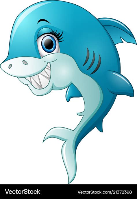 Happy shark cartoon isolated on white background Vector Image