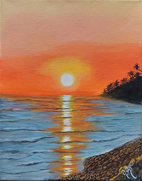 Acrylic Painting Beach Sunset Ocean Original Painting - Etsy