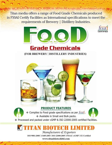 Food grade chemicals (brewery & distillery) | Food chemicals, Food ...