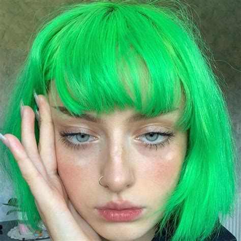 Pin by Daythinking on snotgirl | Neon green hair, Green hair girl, Short green hair