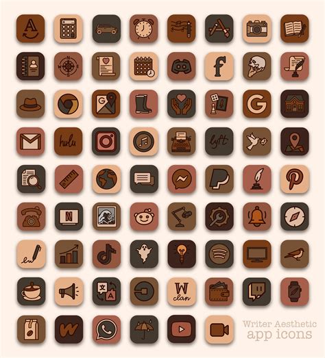 Writer Aesthetic App Icons for iPhone - Free Brown App Icons iOS