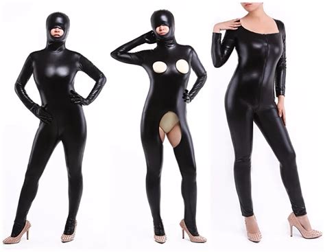 Spandex shiny metallic sexy woman zentai suit costume bodysuit ...