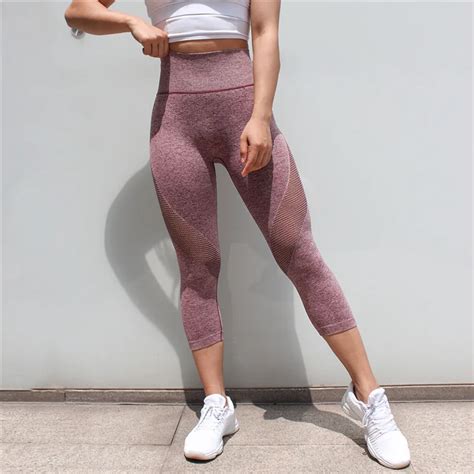 Yoga Pants For Women Fitness Mesh Workout Leggings Yoga Capris - Buy ...