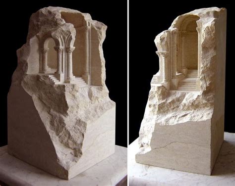 Miniature Medieval Interiors Carved into Raw Marble Blocks by Mathew ...