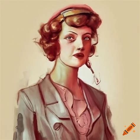 Portrait of a female airplane pilot from the 1920s