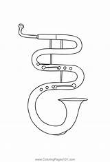 Tuba Coloring Pages Instruments Printable Musical Drawing Instrument  sketch template