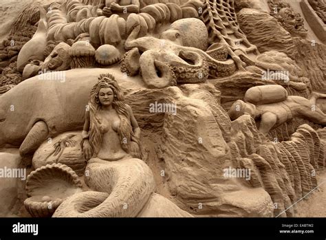 Giant sand sculptures / sand castles by sand artist M.N. Gowri. Mysore, India Stock Photo - Alamy