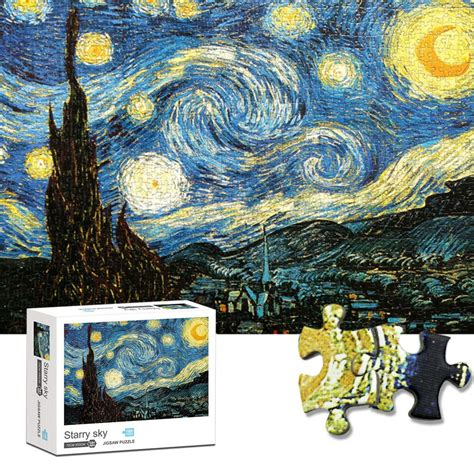 Jigsaw Puzzle 1000 Piece,Starry Night Art Oil Painting Jigsaw Puzzle for Adults Teens- Difficult ...