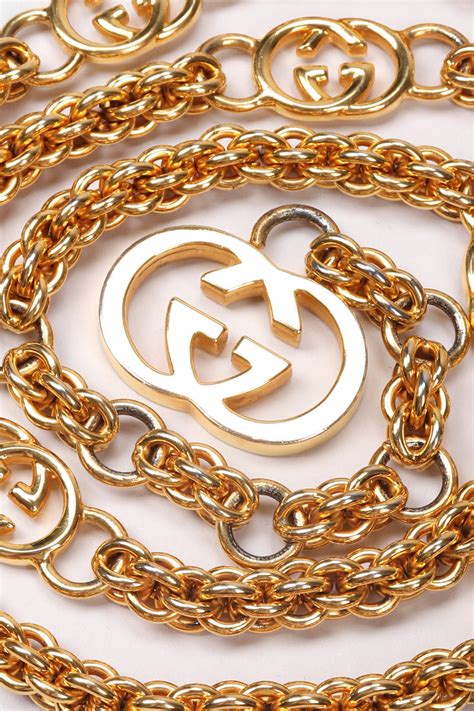 Vintage Gucci Gold Interlocking GG Logo Chain Belt – Recess