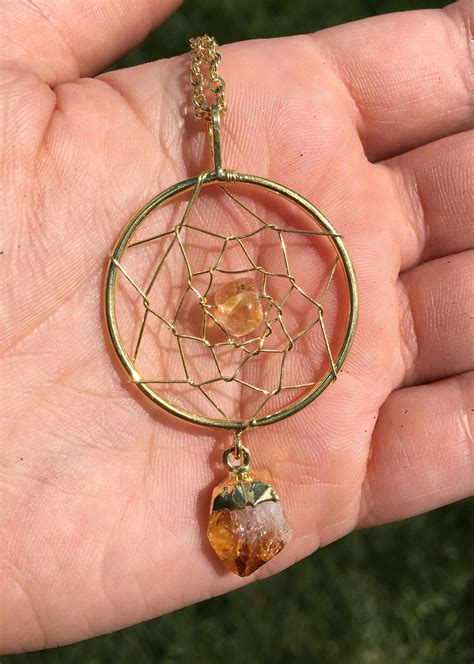 Dream Catcher Citrine Pendant (gold chain optional) | Citrine pendant ...