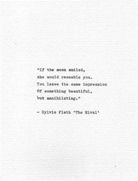 Sylvia Plath Vintage Typewriter Letterpress Print "If the moon smiled ...