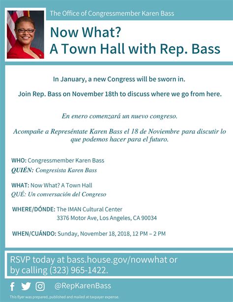 Town Hall with Congresswoman Karen Bass - Olympic Park Neighborhood Council