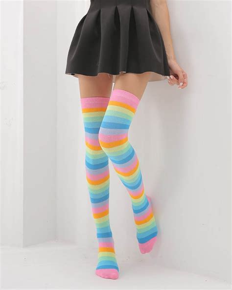 Love Rainbow Thigh High Socks - Super X Studio