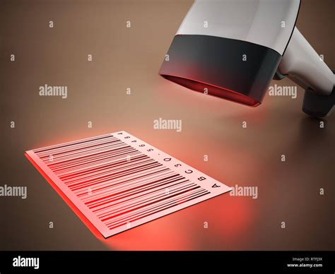 Generic barcode scanner scanning a barcode. 3D illustration Stock Photo ...