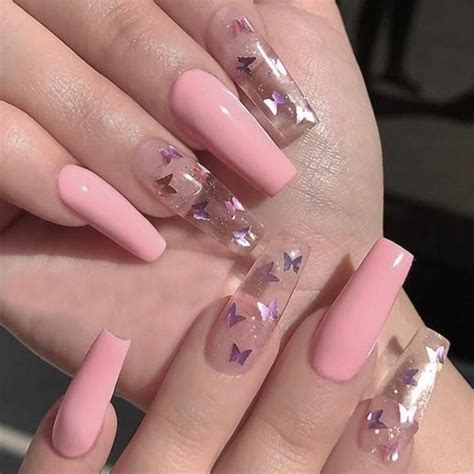 Butterfly Pink Press-On Nails in 2021 | Fake nails with glue, Pink ...