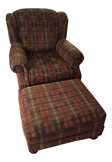 Plaid Chair And Ottoman - Councilnet